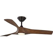 Progress Lighting Ryne Collection 52-Inch 3-Blade Woodgrain LED DC Motor Transitional Indoor/Outdoor Ceiling Fan, Brown
