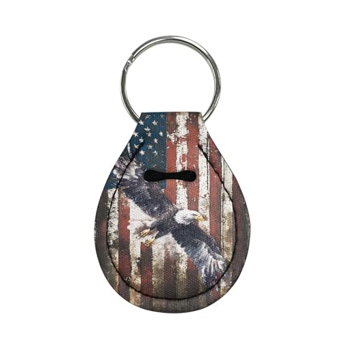 AFPANQZ America Flag Cool Eagle Car Keychain Coin Holder Lanyard Keychain Neoprene Chapstick Holder Keychain Womens Girls RFID Keychain with Metal Rings Key Organizer