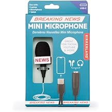 Kikkerland Breaking News Mini Microphone Handheld Mini Mic for Content Creation & Podcast Recording Features USB-C Plug & Standard Audio Jack