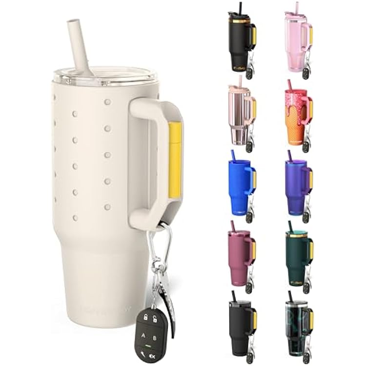 Frost Buddy 40 oz Thicc Buddy Tumbler with Silicone Sleeve Customizable with Budz Charms, Insulated Stainless Steel Cup with Handle & Straw, Leak-Proof, Cup Holder Friendly, Gift for Men & Women