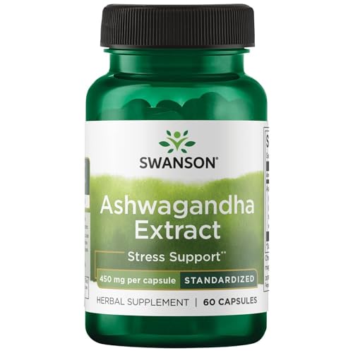 Swanson Ashwagandha Extract - Natural Supplement Promoting A Healthy Stress Response, Energy Support & Nervous System Health - Ayurvedic Supplement for Natural Wellness - 60 Capsules, 450mg Each
