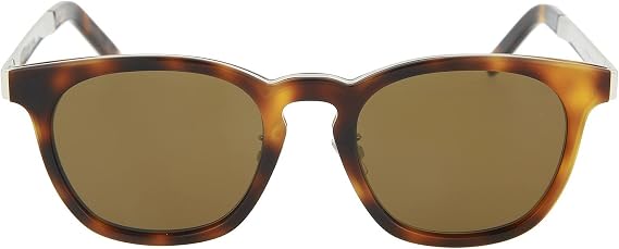 Saint Laurent Square/Rectangle Sunglasses Shiny Havana Shiny Silver Luxury Eyewear Made In Italy Acetate Frame Designer Fashion for Everyday Luxury