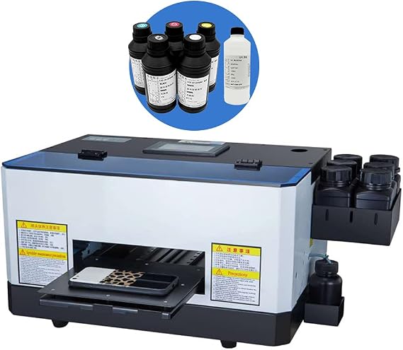 cxb Automatic A5 UV Flatbed Printer for Phone case Metal Leather Wood Acrylic A5 UV Printing Machine Mini UV Flatbed Printer A5 (Printer with Ink)
