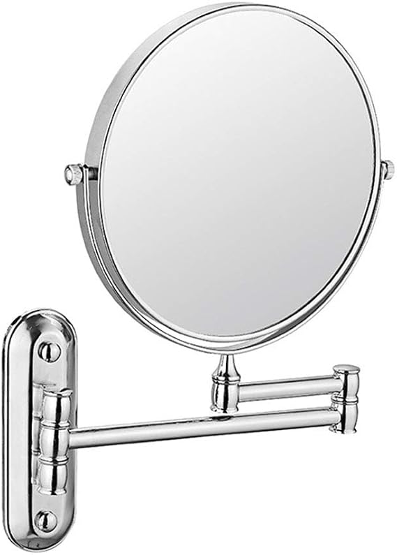 Wall Mounted Makeup Mirror, Premium 8'' Two-Sided Bathroom Vanity Mirror with Magnification, Extendable Arm, 360 Degree Swivel, Round, for Bathroom