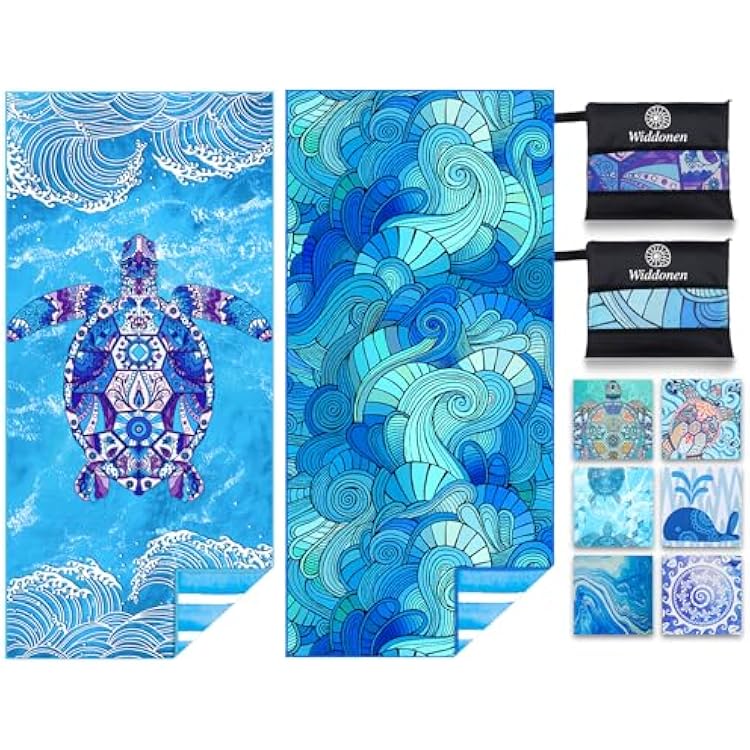 2 Pack Microfiber Lightweight Beach Towel Sand Free Quick Dry Absorbent Thin Compact Towels for Swimming Pool Camping Beach Accessories Large Easy Pack Travel Things for Vacation Essentials Gift