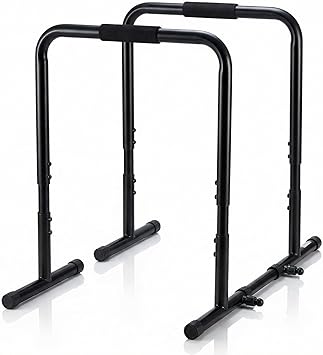 NEWBULIG Dip Bar Station, Adjustable Parallel Parallettes Bar with Soft High-Density Foam Handles, Heavy Duty Dip Stands Workout Equipment for Home, Gym, Patio, Office - Black
