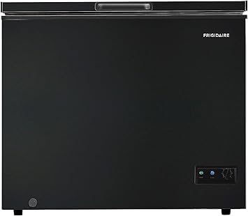 FRIGIDAIRE EFRF7003-BLACK Chest Deep Freezer, 7 Cu. Ft, Black Adjustable Thermostat-Removable Vinyl Coated Wire Basket-Easy Defrost Drain
