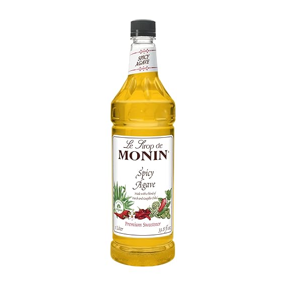 Monin - Spicy Agave Sweetener, Made with Organic Agave Nectar, Great for Margaritas, Ranch Waters, Lemonades, Specialty Cocktails, No Artificial Ingredients, Gluten-Free, Non-GMO (1 Liter)