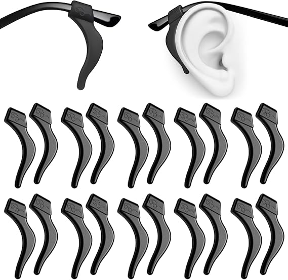 PTSLKHN Soft Silicone Eyeglass Ear Hooks, 10 Pairs of Non-Slip Eyeglasses Ear Grips for Glasses, Sunglasses, Reading Glasses