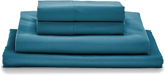 MyPillow Giza Dreams Bed Sheets, 100% Certified Giza Egyptian Cotton, Deep Pocket, Sateen Weave [Full, Lake Blue]