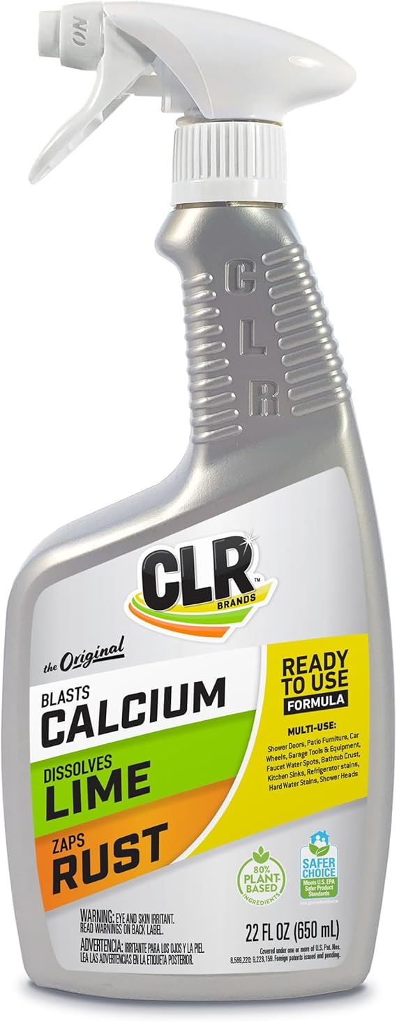 CLR Brands Lime & Rust Remover, Blasts Calcium, Dissolves Lime, Zaps Stubborn Rust Stains and Hard Water, 22 Ounce Spray Bottle (Pack of 1)
