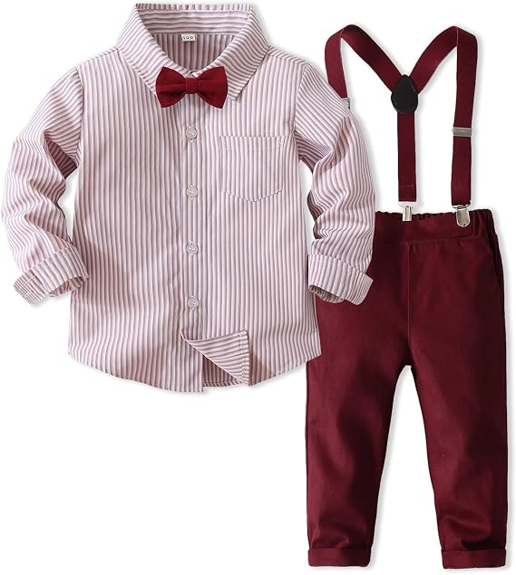 Kimocat Baby Boys Long Sleeve Gentleman Bowtie Outfit Suits Set
