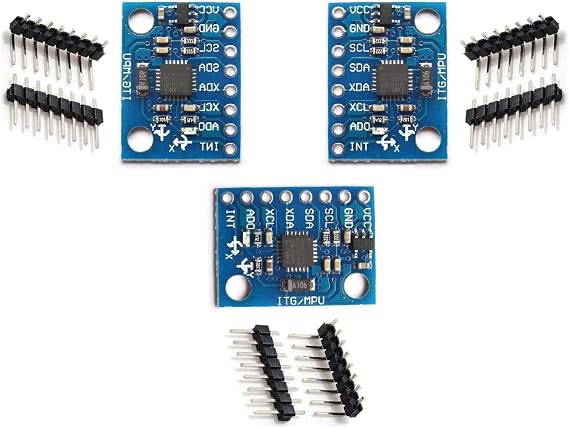 3 Pieces of GY-521 MPU-6050 MPU6050 3-Axis Accelerometer Gyroscope Modules, 6 DOF 6-Axis Accelerometer Gyroscope Sensor Modules with 16-bit AD Converter for Data Output, IICI2C, suitable for Arduino.