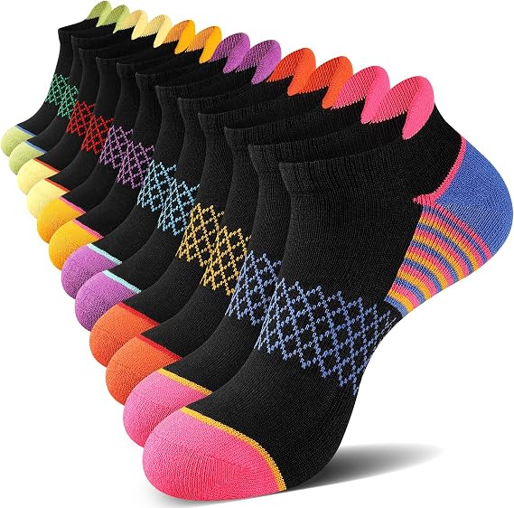 eallco Womens Ankle Socks Athletic Running Socks Sport Cushioned Socks With Tab 6 Pairs