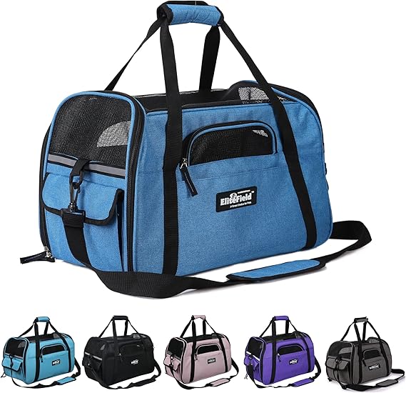 EliteField Soft Pet Carrier (, Airline Approved) Soft Sided Dog Puppy Cat Carrier Travel Bag (X-Large: 21" L x 12" W x 13" H, Sapphire Blue)