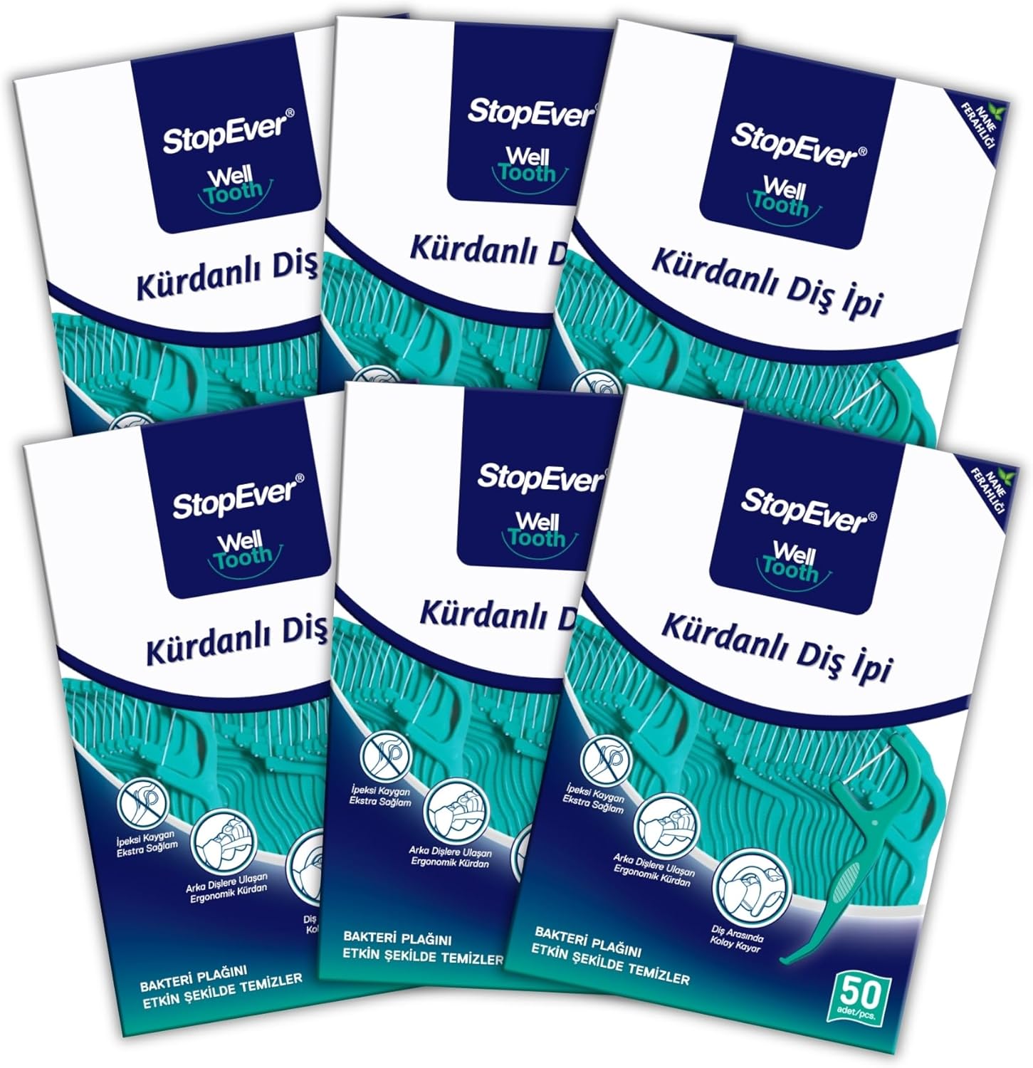 Stopever Mint Freshness Toothpick Floss 6 Pack 300 Pieces 6 X 50 Pieces